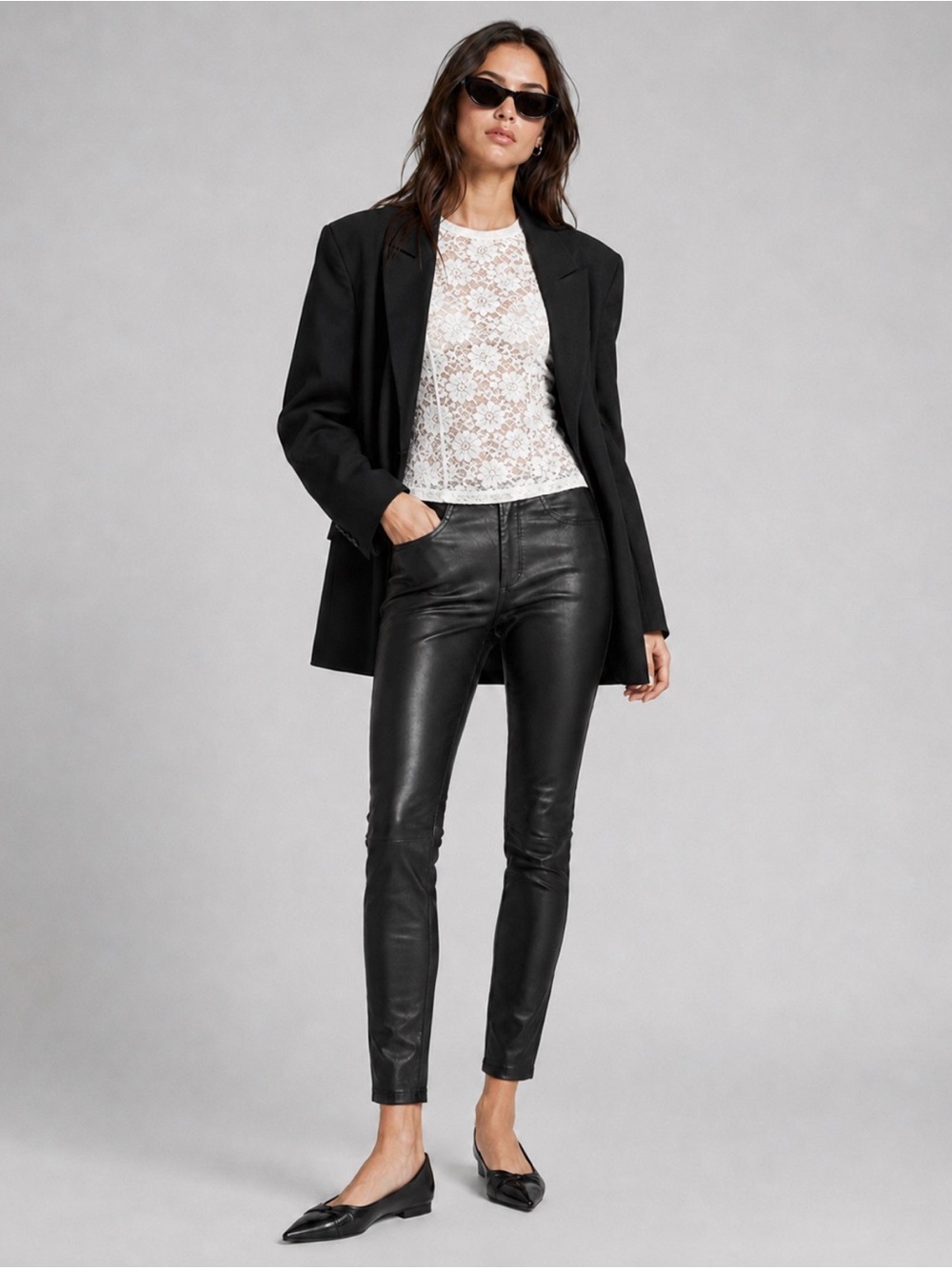 Helmut Lang Black Lamb Leather Skinny Pants Sz 2 Stretch Leather Leggings